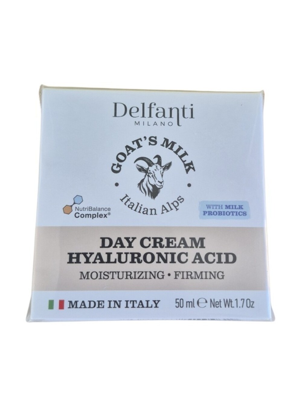 Delfanti Milano Goats Milk Day Cream Hyaluronic Acid Moisturizing Firming 1.7oz